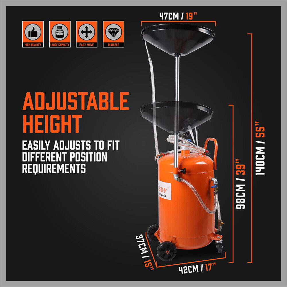 Fuel Collection Pan HORUSDY 80L Pneumatic Waste Oil Drainer - Efficient Fluid Extraction f ...