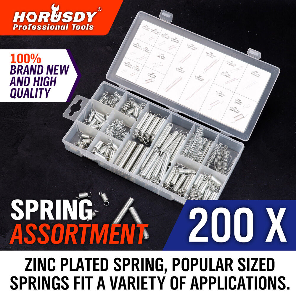 HORUSDY 200-Piece Spring Kit, Diverse Compression and Extension Springs, in Organized Case, for Bicycles, Locks, Automotive and More