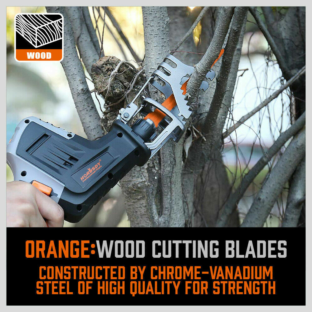 34-Piece Reciprocating Saw Blade Set for Wood and Metal Cutting, compatible with major brands.