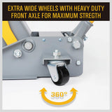 Close-up of the Hydraulic Floor Jack's Low Profile Design for Easy Access under Vehicles