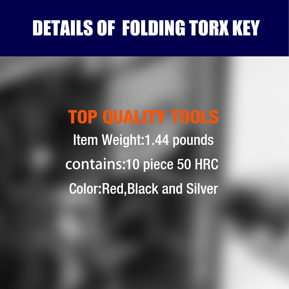 Durable Folding Torx Star Key Set - Chrome Vanadium Steel Construction, T6-T30 Sizes, with Corrosion-Resistant Aluminum Holder