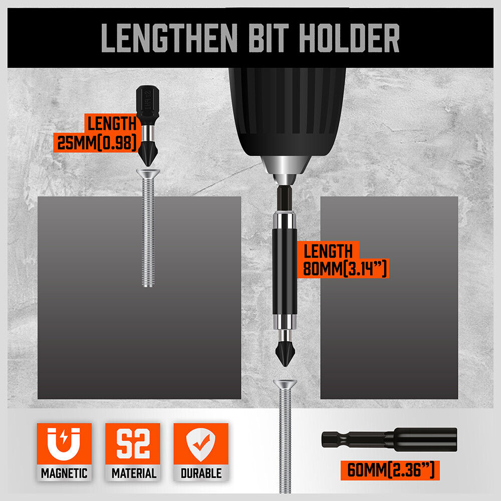 Comprehensive 34Pc Impact Screwdriver and Nut Driver Bit Set with Quick Release