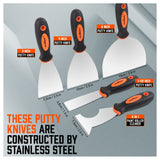 High-Quality 5-Piece Stainless Steel Putty Knife Set - Ergonomic Design for Wall Scraping, Paint Cleaning, and Joint Applications