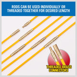 10.5m Long, 4mm Diameter Fiberglass Push Pull Rods for Wire Cable Installation by Electricians and Contractors