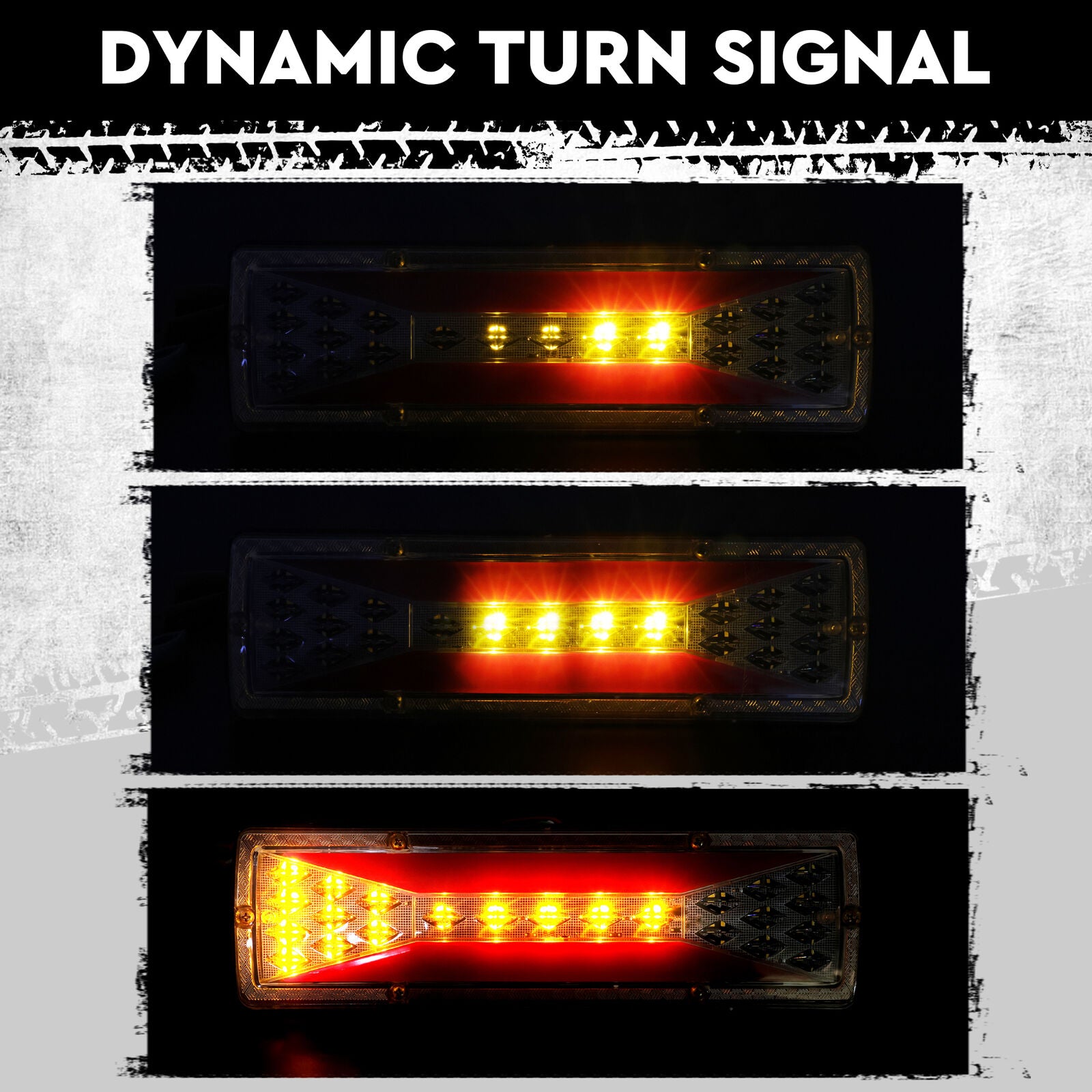 HORUSDY 16 LED Trailer Lights featuring Dynamic Flowing Turn Signal, Brake, Reverse, and Tail Lights with Waterproof IP67 and ADR Compliance