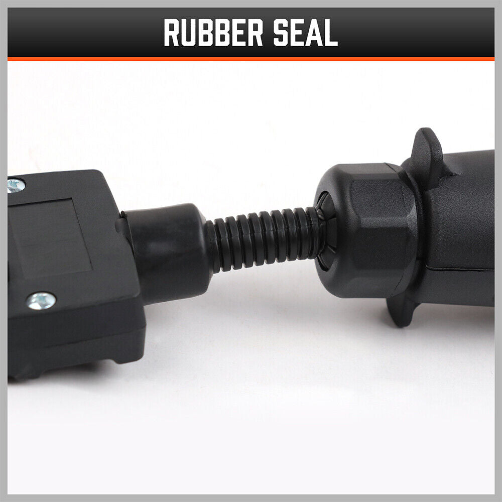 HORUSDY 7-Pin Adapter Plug, Round Female to Flat Male, for Trailer, Caravan, Boat Connections