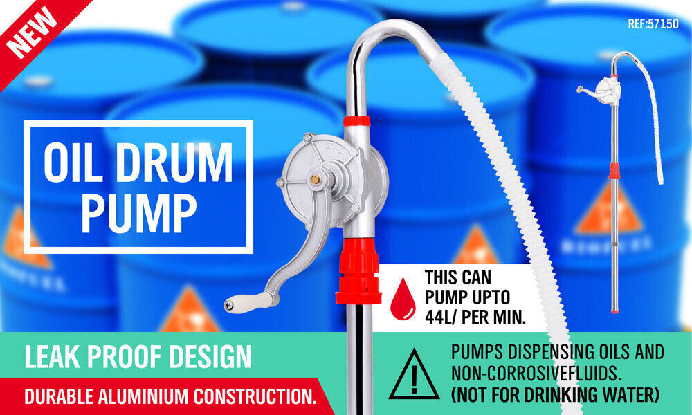 Efficient Aluminium Rotary Drum Pump - Ideal for Diesel, Fuel, Kero Oil, and Petrol, 44 Gallon Capacity, Easy Operation