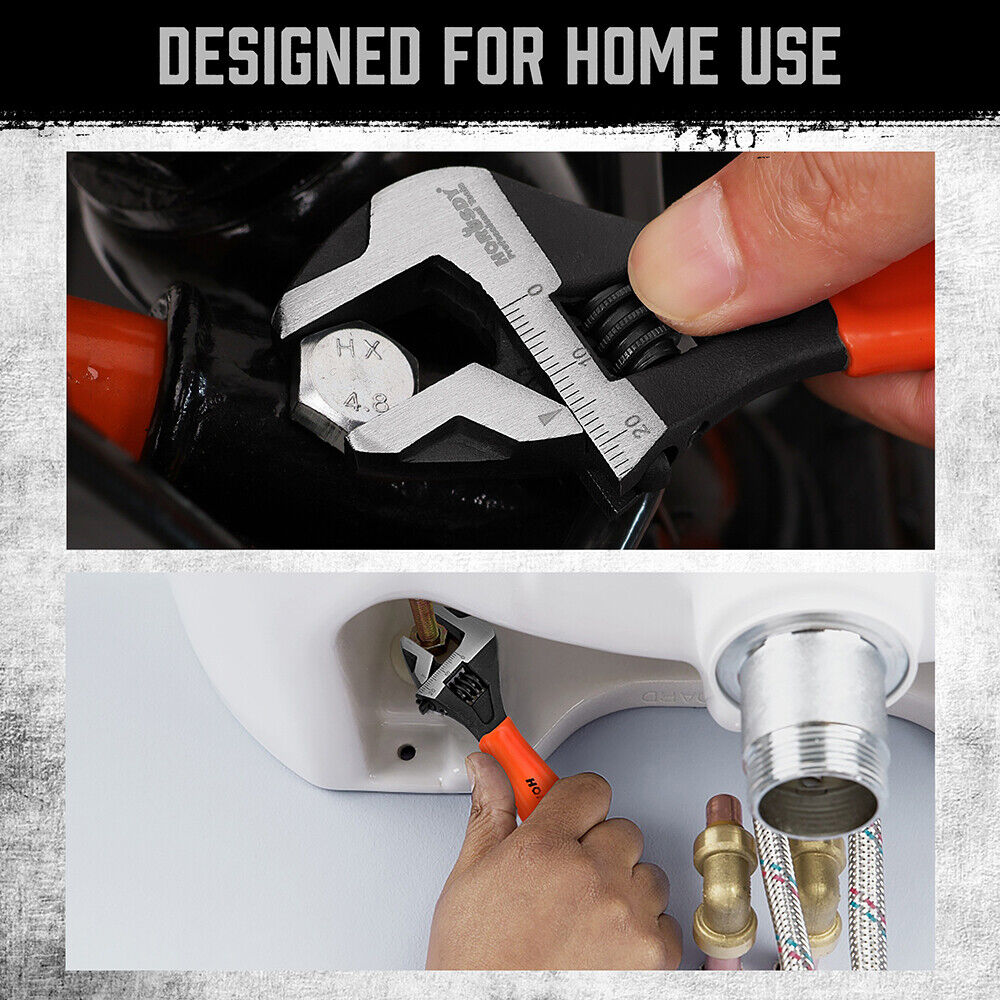 HORUSDY Adjustable Wrench Set with 6 and 10 Inch Spanners, Chrome Vanadium Steel, Black Oxide Finish, Precision Jaw Adjustment, and Comfort Grip