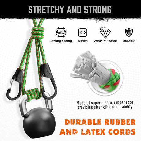 HORUSDY 28Pcs Outdoor Bungee Cord Set - Heavy-Duty Latex and Polyester, Multi-Length Cords with Secure Hooks