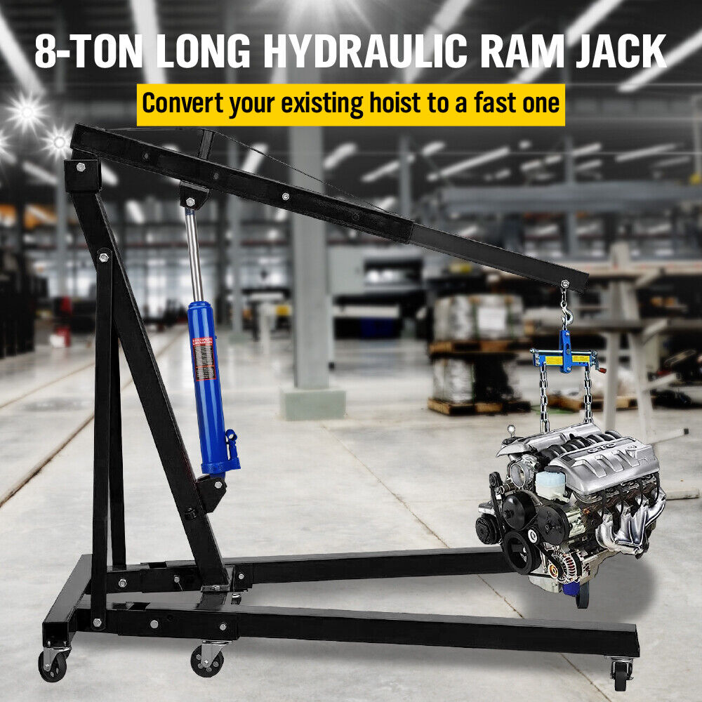 HORUSDY 8 Ton Hydraulic Long Ram Jack, 66cm-116cm Lifting Range, Sturdy Steel Construction, Ideal for Shop Cranes and Engine Hoists