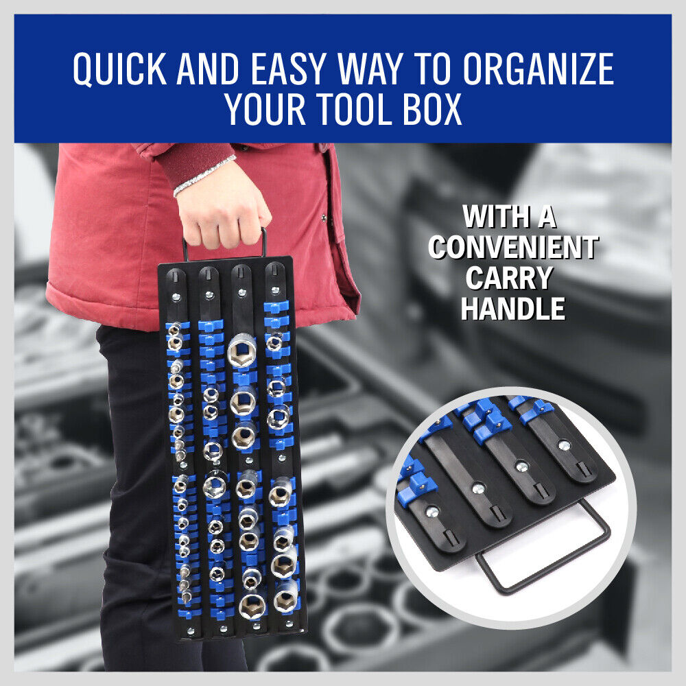Comprehensive 80-Socket Storage Organizer Set with Twist-Lock Clips - Compatible with All Major Socket Brands