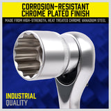 Close-up of 12-Point Socket Sizes and Durable Chrome Vanadium Steel Construction