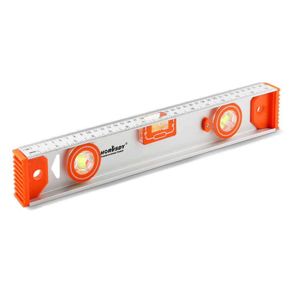 HORUSDY 40CM Red Torpedo Spirit Level with 3 Bubbles for Plumb, Level, and 45-Degree Angles, Magnetic and Shockproof