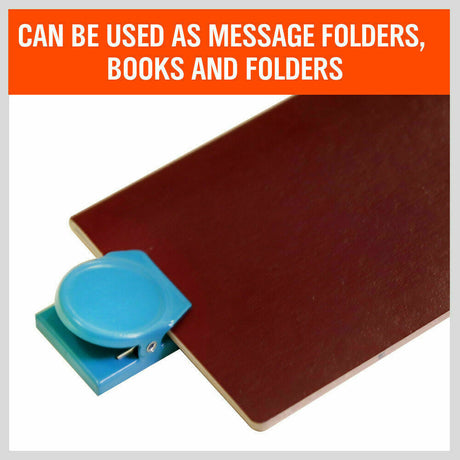 Colorful set of 16 magnetic spring clamps in green, pink, orange, and blue, perfect for holding notes on refrigerators or metal surfaces