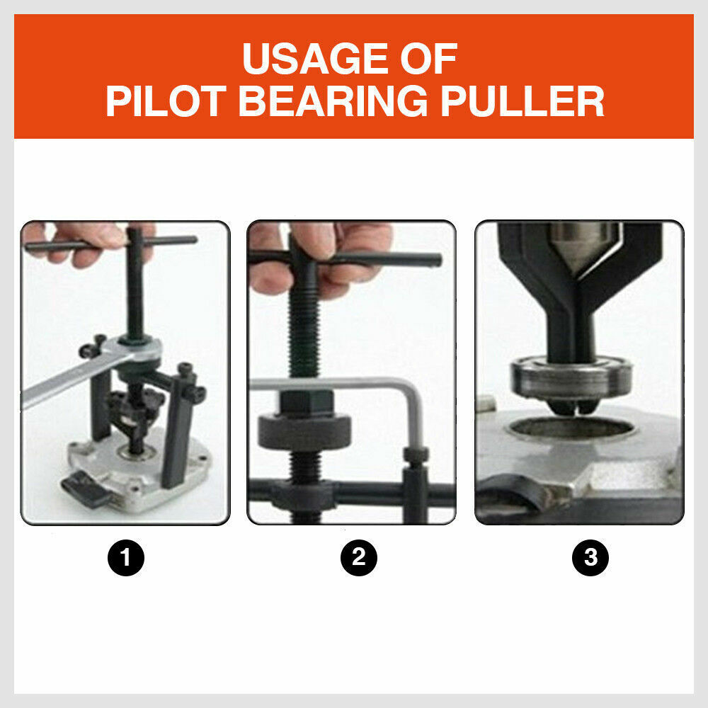 Sturdy steel 3-jaw pilot bearing puller for automotive flywheel, motorcycle wheel, and machinery bearings