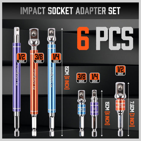 HORUSDY 6-Piece Impact Grade Power Drill Sockets Adapter Set