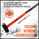 Heavy-Duty 10LB Steel Hammer with Fiberglass Rubber Handle and Double Octagonal Head for Construction