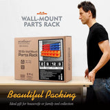 Comprehensive 90 Bin Wall Mounted Tool Organizer in Red, Blue, and Black - Perfect for Storing Nails, Screws, and Small Items