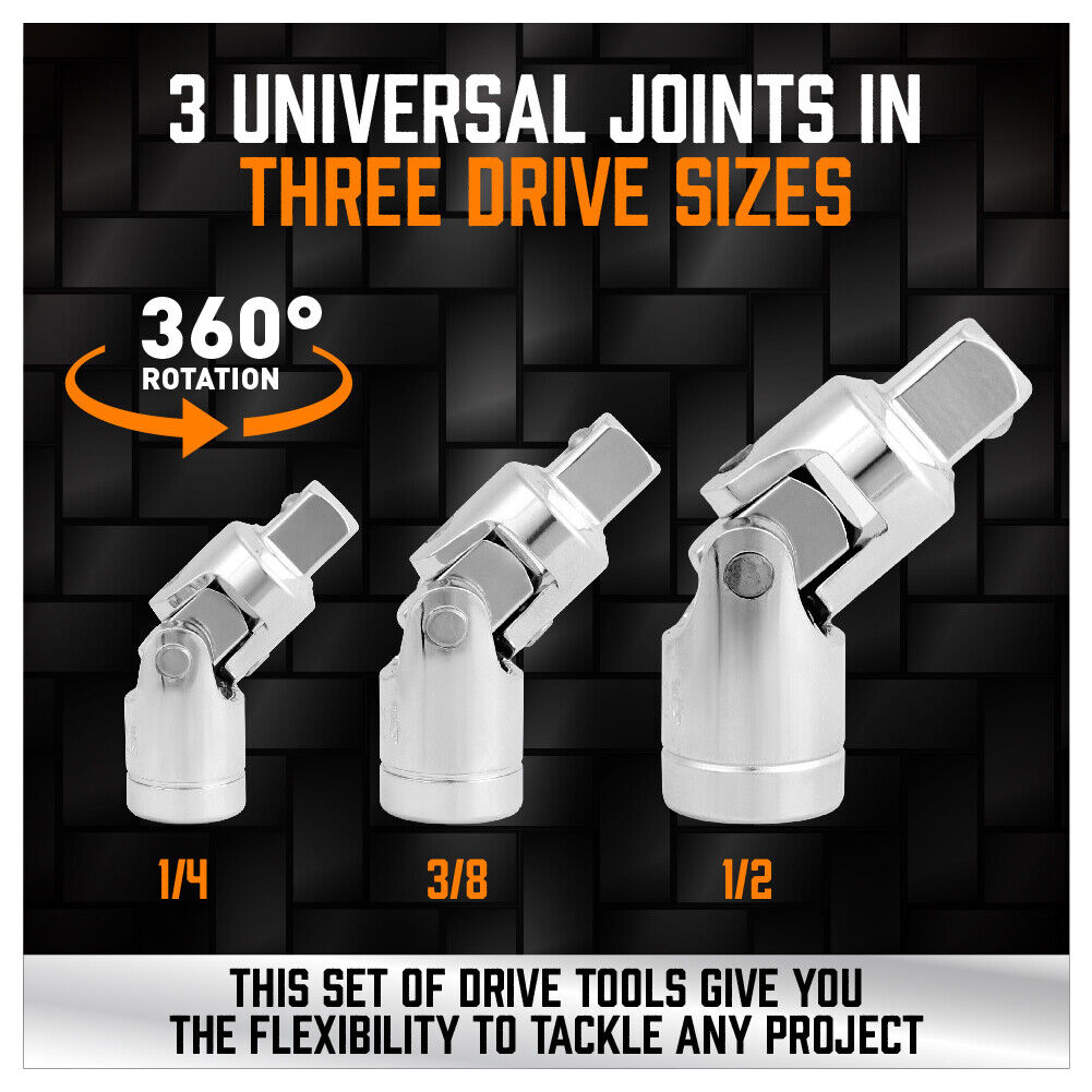 Comprehensive 20-Piece Socket Extension and Adaptor Set Featuring Flexible Joints and Various Reducer Combinations