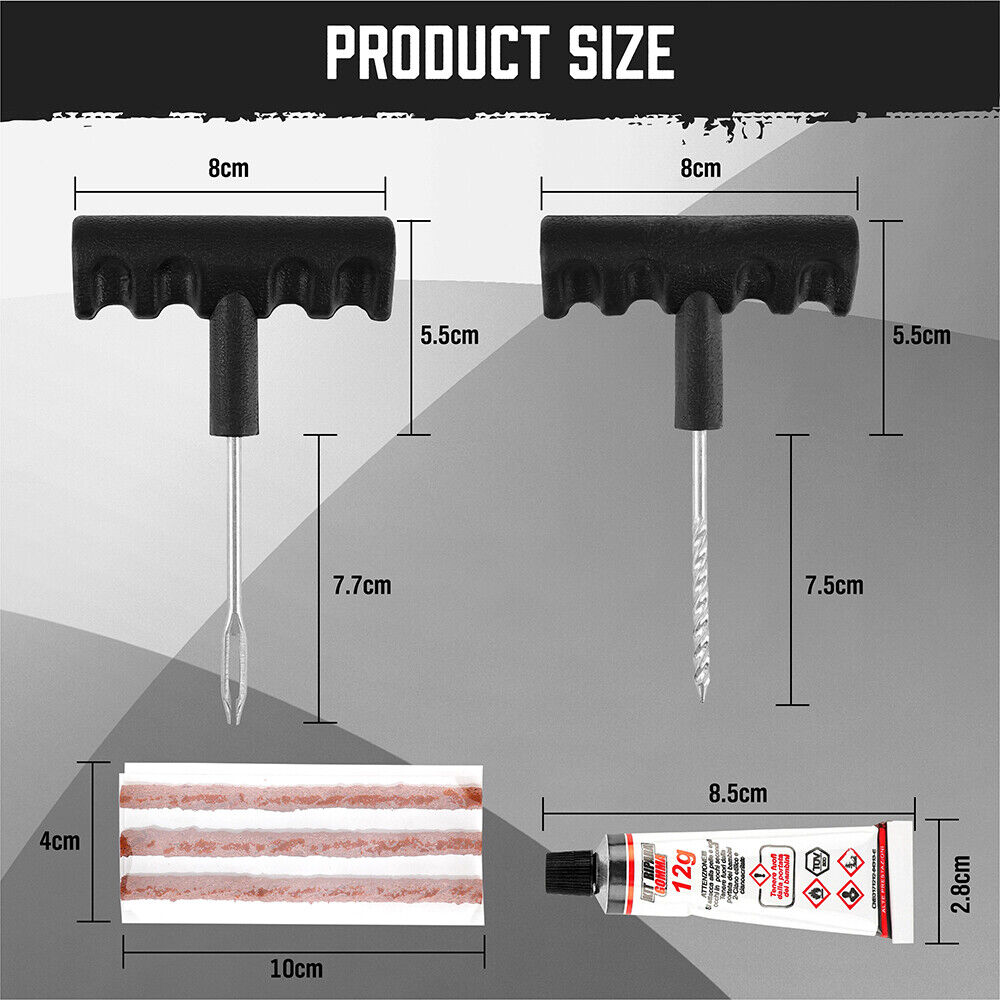 Tyre Repair Kit with Tools and Instructions