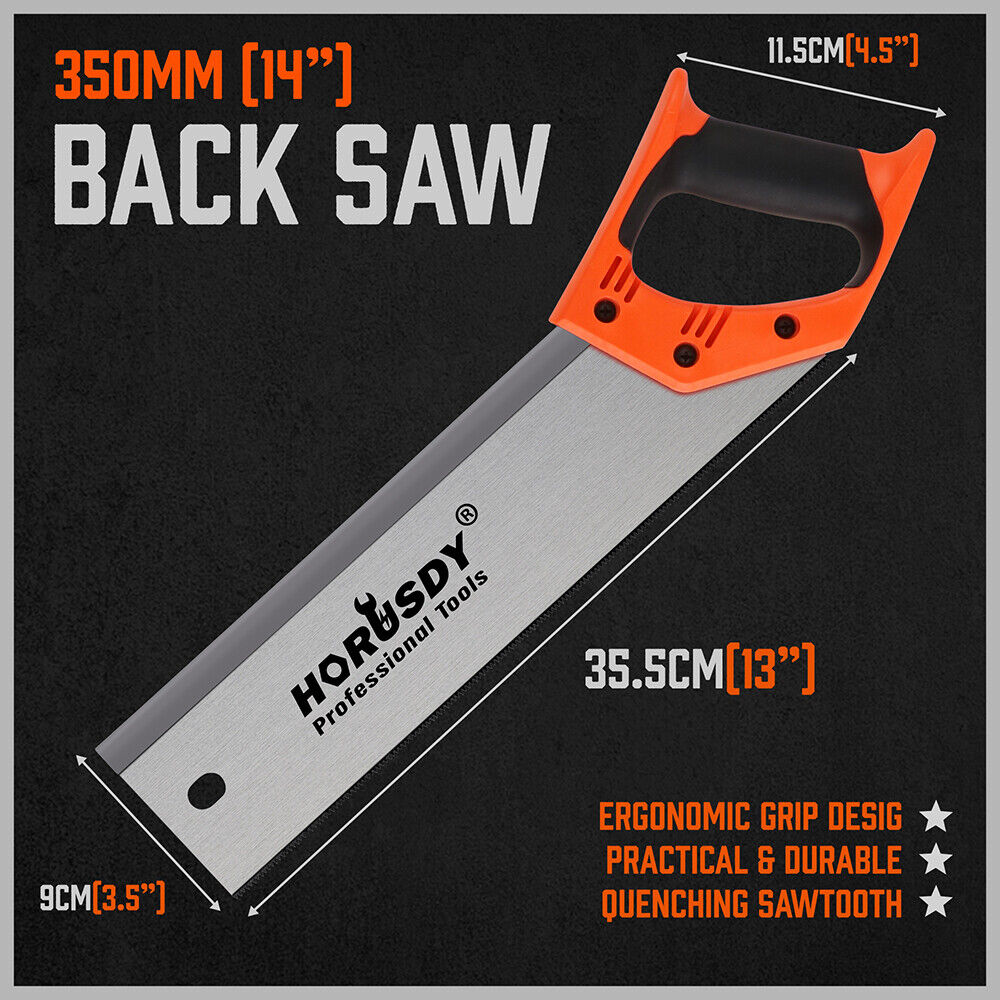 Ergonomic 14-Inch Back Saw with 45° and 90° Marked Angles for Wood, Timber, and Plastic Cutting