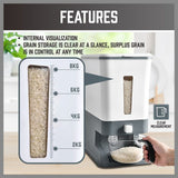 HORUSDY Rice Cereal Dispenser 10/12KG Grain Container Auto Dry Food Storage Box