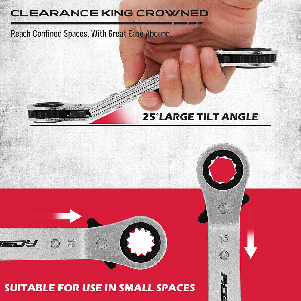 SEDY 6Pcs Metric Ratchet Wrench Set - Ratcheting Reversible Design, 12-Point Box Ends, 6-21MM Sizes