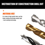 Comprehensive 45-Piece HSS Drill Bit Set, including 15 Metal, 15 Wood, and 15 Concrete Drill Bits in Various Sizes, with a Sturdy Carrying Case