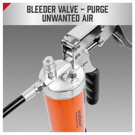 Durable 7000PSI Grease Gun Kit - Features Solid Steel Barrel, Rubber Sleeve, 18" Flex Hose, and 14.1 oz Cartridge for Efficient Lubrication