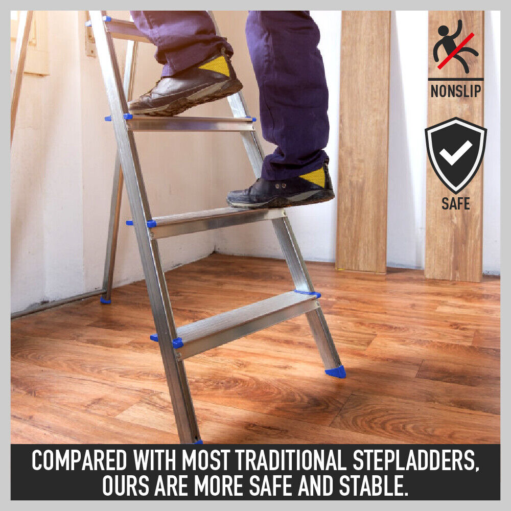 Compact and Lightweight Folding Ladder - Non-Slip Platform, Multi-Purpose Aluminum Design (3/4/5 Steps) - Ideal for Home and Work