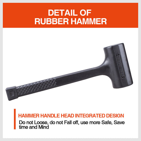 Durable 2/3LB dead blow rubber mallet hammer with a one-piece molded design and soft grip handle for automotive repairs
