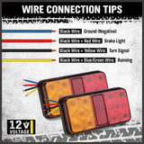 LED Trailer Tail Light Kit for Caravan Ute 7 Pin Flat Plug - Red and Yellow Lights