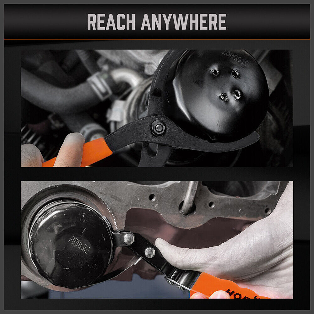 Comprehensive 5-Piece Oil Filter Wrench Set with Swivel Grip - Chrome Vanadium Steel for Durability and Rubber Handles for Comfort