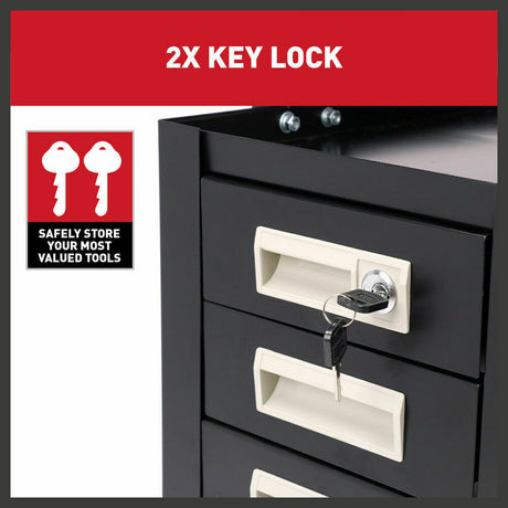 Robust 4-Drawer Welding Trolley Cart, designed for MIG, TIG, ARC, and Plasma machines. Features include a tilted top shelf, 4 drawers for storage, safety chains for gas tanks, durable wheels for mobility, and a total load capacity of 110Lbs