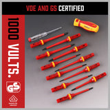 SEDY 13-Piece VDE Certified 1000V Insulated Electrician Screwdriver Set with Magnetic Tips and Replaceable Handle
