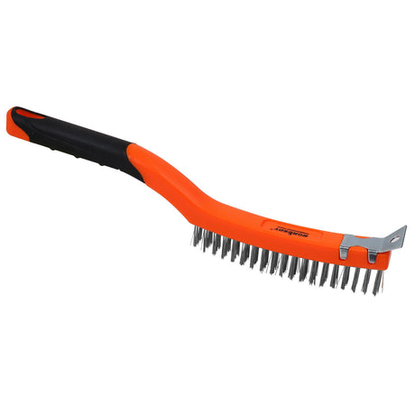 Durable 335mm Stainless Steel Wire Brush with Rubber Grip for Surface Cleaning
