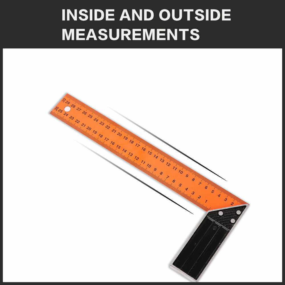 Durable 300mm Triangle Ruler with Etched Scales for Woodworking and Angle Measurement