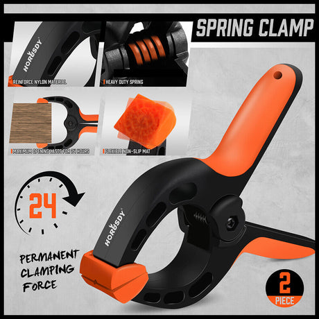 HORUSDY 8-Piece Bar and Spring Clamps Set with One-Handed Operation, ideal for Woodworking, featuring 6" and 12" Bar Clamps and 6" Spring Clamps