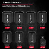 SEDY 8Pcs Deep Impact Socket Set with SAE Measurements and Adapter for Axle Nut Wrenches