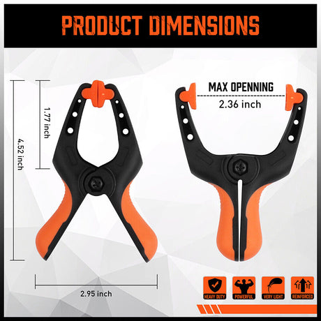 Set of 8 Heavy-Duty 5-Inch HORUSDY Rubber and Nylon Spring Clamps - Ergonomic Non-Slip Grip for Woodworking and DIY Projects