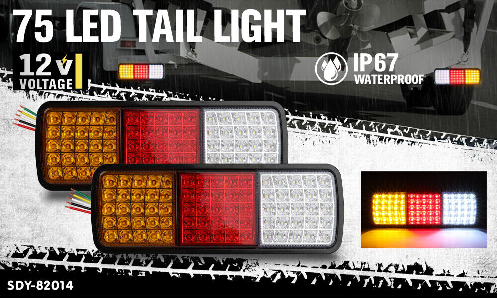 HORUSDY 75 LED 12V Tail Light Set, Universal Fit for Trailers, Trucks, and Caravans, ADR Certified