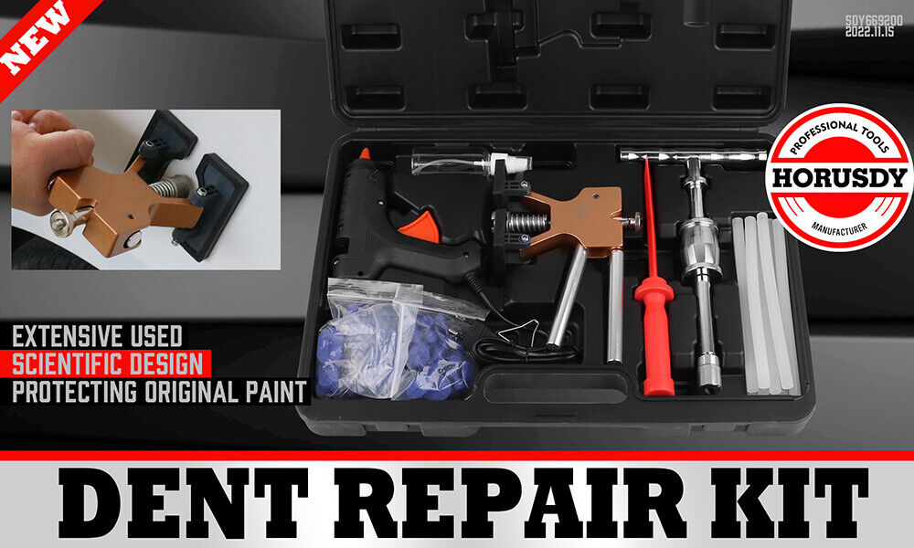 HORUSDY Auto Body Dent Repair Kit featuring Stud Welder, Glue Gun, and Multiple Accessories for Efficient Car Body Panel Pulling and Dent Removal