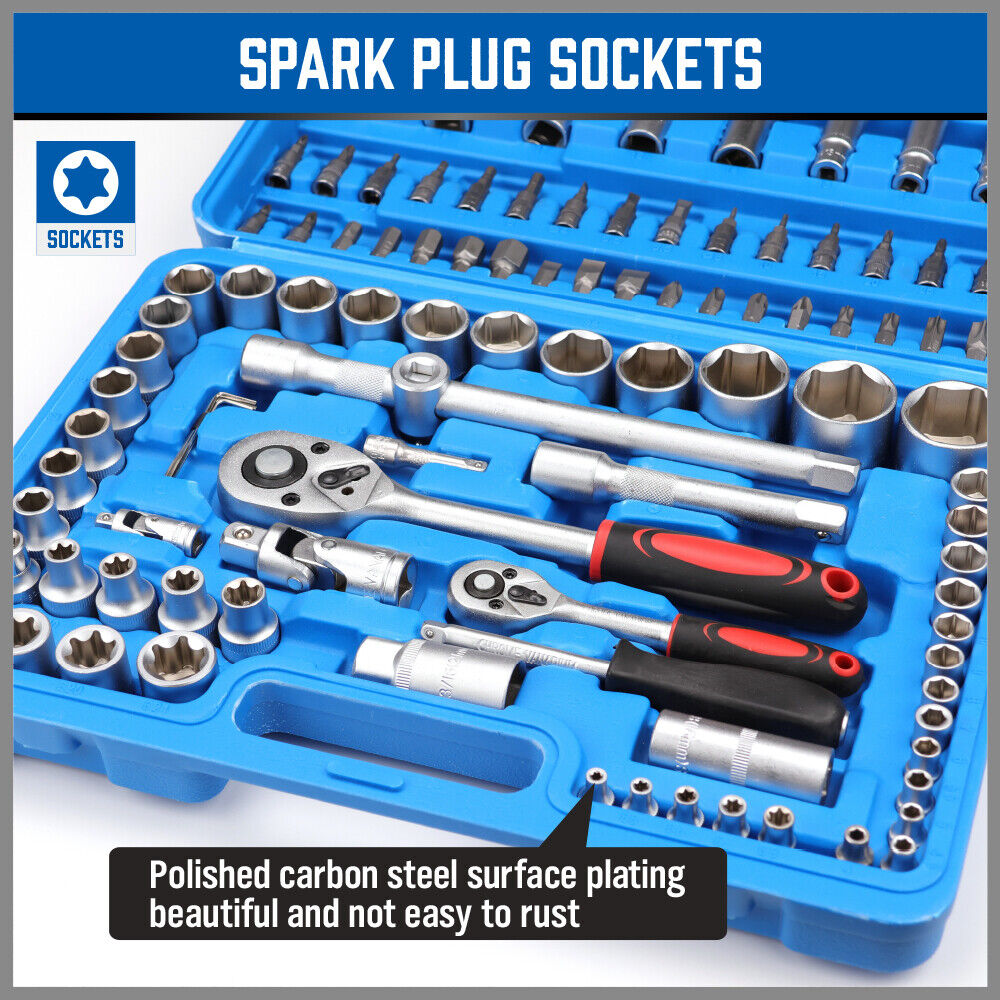 HORUSDY 108-Piece Comprehensive Socket Set with Ratchet Wrenches, Torx, Hex, and Deep Sockets, Extensions, and Screwdriver Bits in a Durable Carry Box