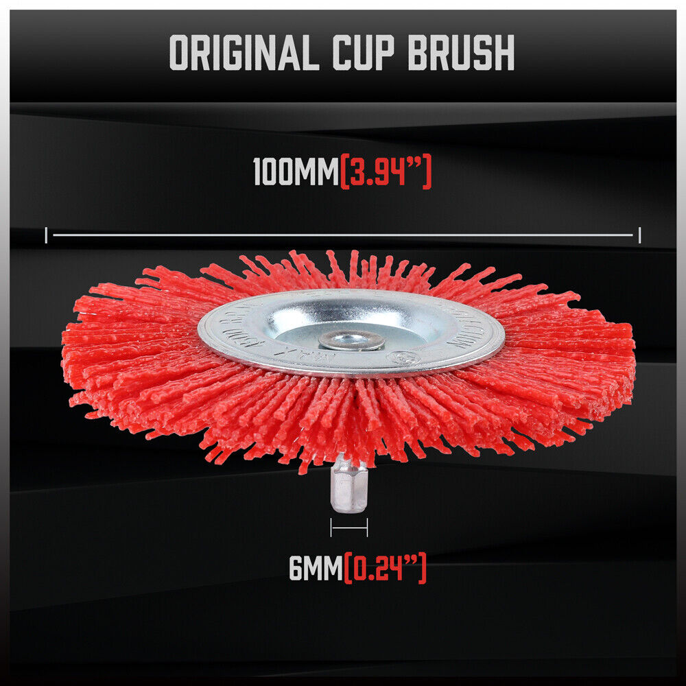 100mm Red Nylon Filament Abrasive Wire Cup Brush Wheel for Polishing Metals and Preparing Surfaces