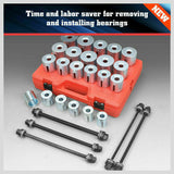 Comprehensive 27-piece carbon steel pull and press sleeve kit for bushing and bearing removal, suitable for car and heavy vehicle maintenance.