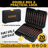 Comprehensive ELEAD 20-Piece Extra Long Hex Bit Socket Set - Includes SAE and Metric Sizes, Forged S2 Alloy Steel Bits, Chrome Vanadium Steel Sockets
