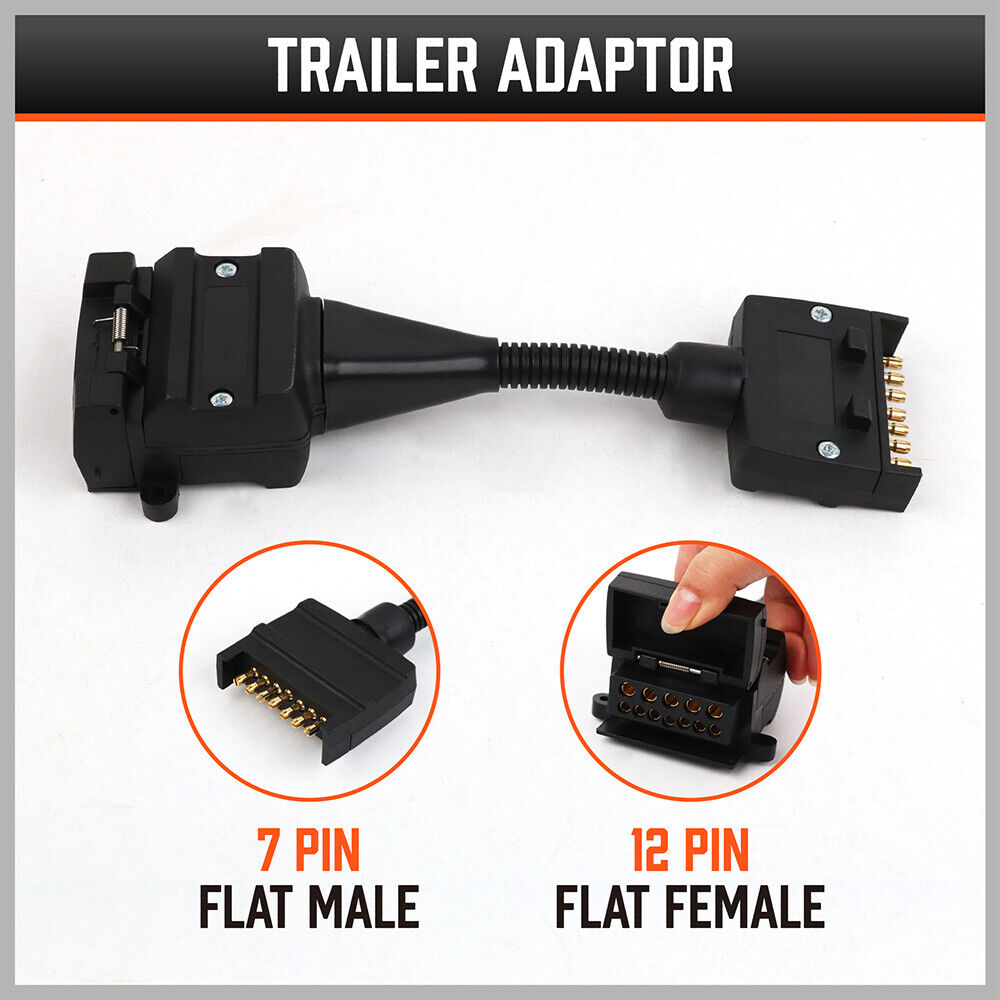 HORUSDY 7-Pin Flat Male Plug to 12-Pin Flat Female Socket Adaptor for Trailer and Caravan Connections