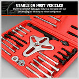 46-Piece Professional Harmonic Balancer and Gear Puller Set, featuring various pullers, bolts, and adapters for automotive maintenance and repair