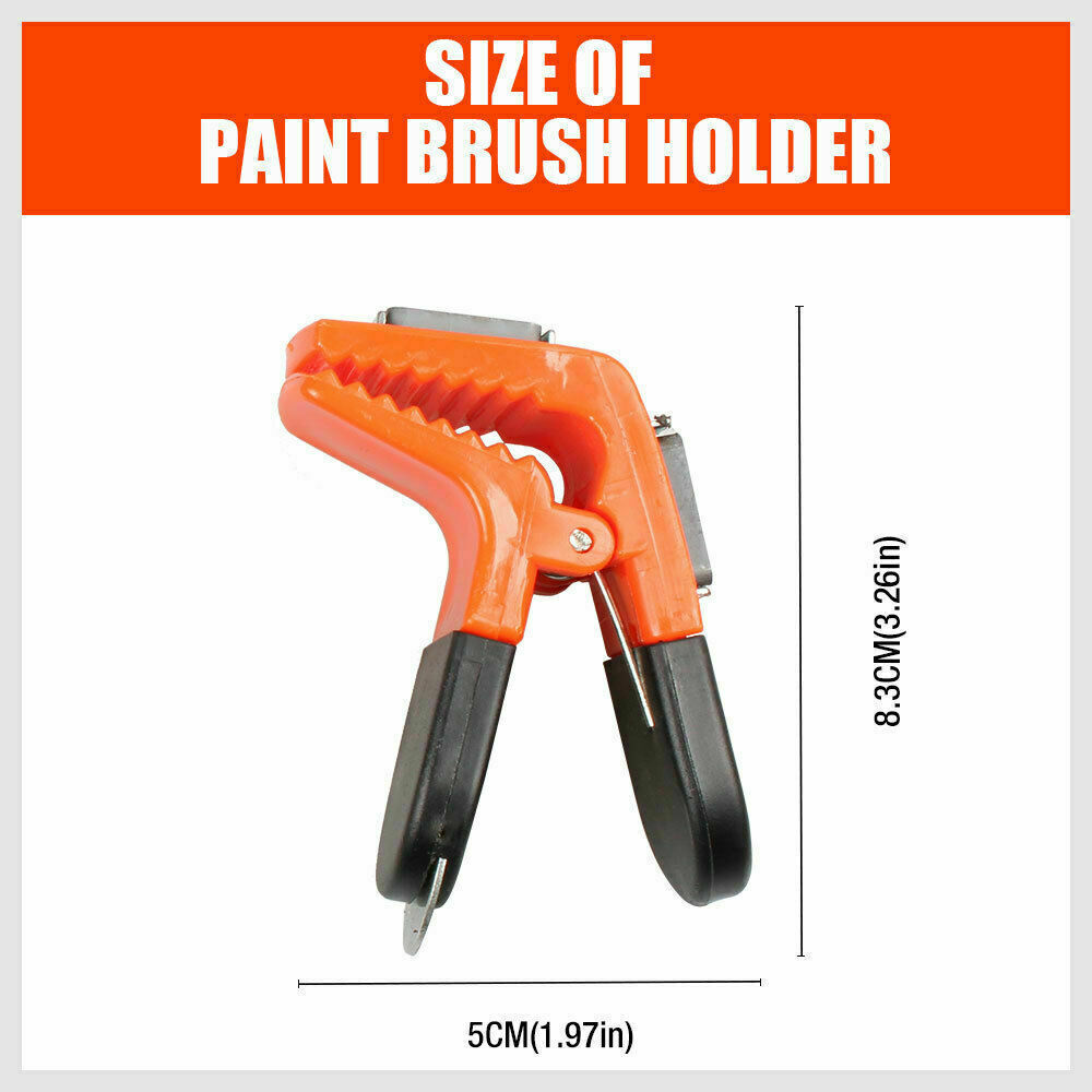 Convenient 2-in-1 magnetic clamp with integrated brush holder and paint can opener, designed to enhance painting efficiency and organization.