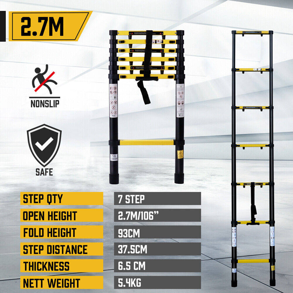 Telescopic Folding Ladder - Aluminum Alloy Extension Step (2.3/2.7/3.5/3.9/4.2/5M) - Durable and Safe for Various Applications